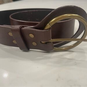 Banana Republic Brown Leather Belt with Gold Buckle